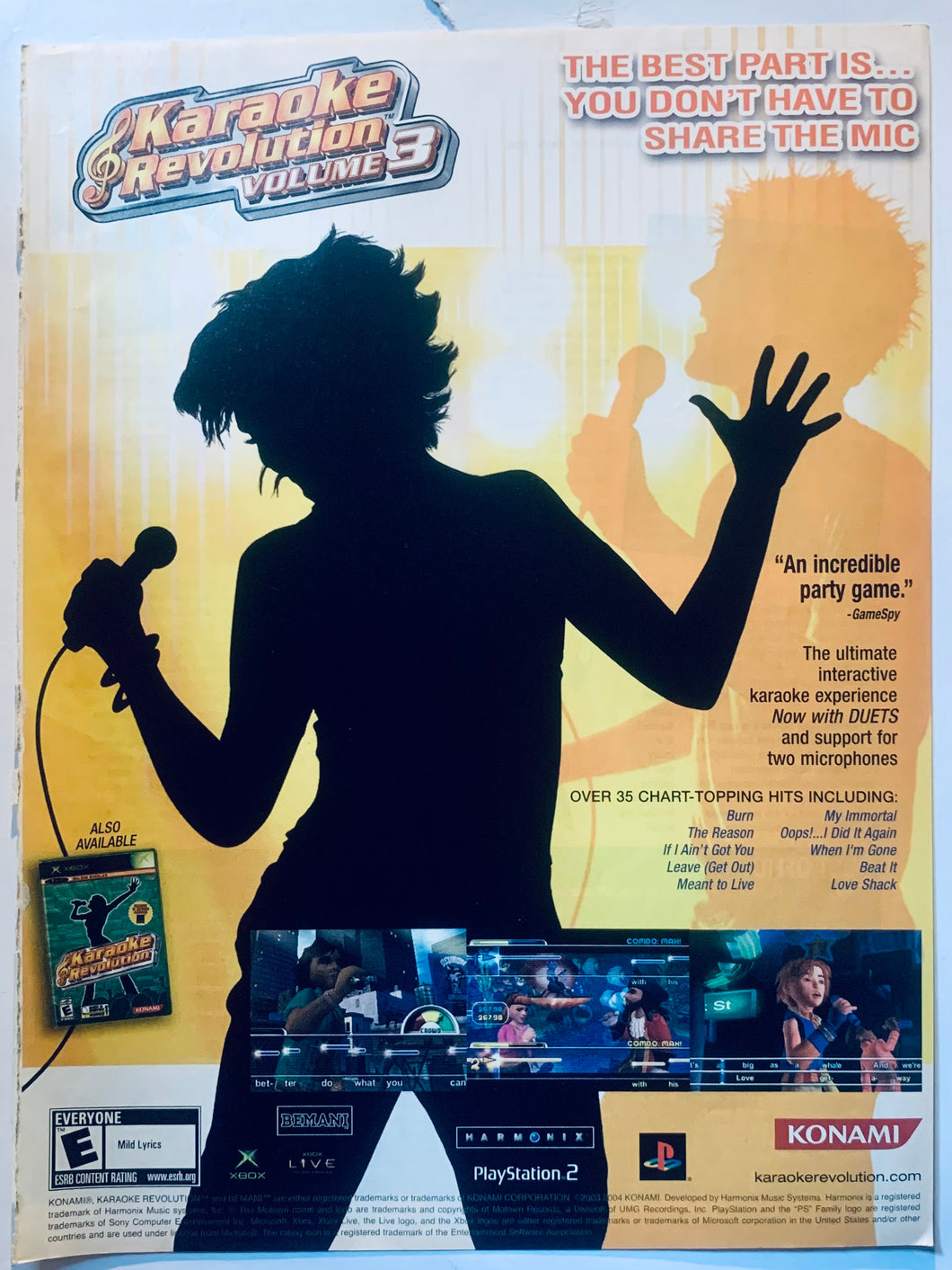 Kareoke Revolution Volume 3 - PS2 Xbox - Original Vintage Advertisement - Print Ads - Laminated A4 Poster