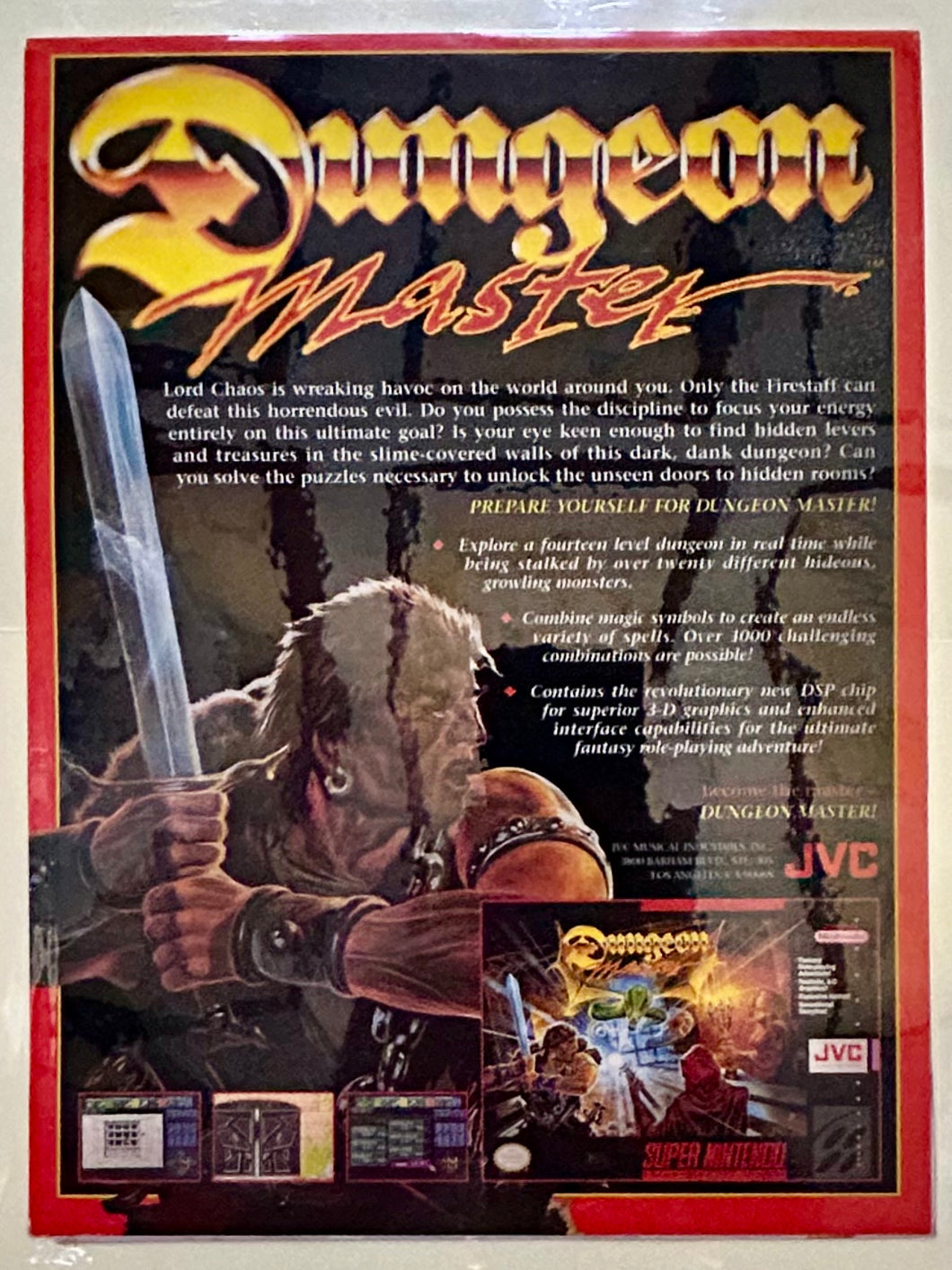 Dungeon Master - SNES - Original Vintage Advertisement - Print Ads - Laminated A4 Poster