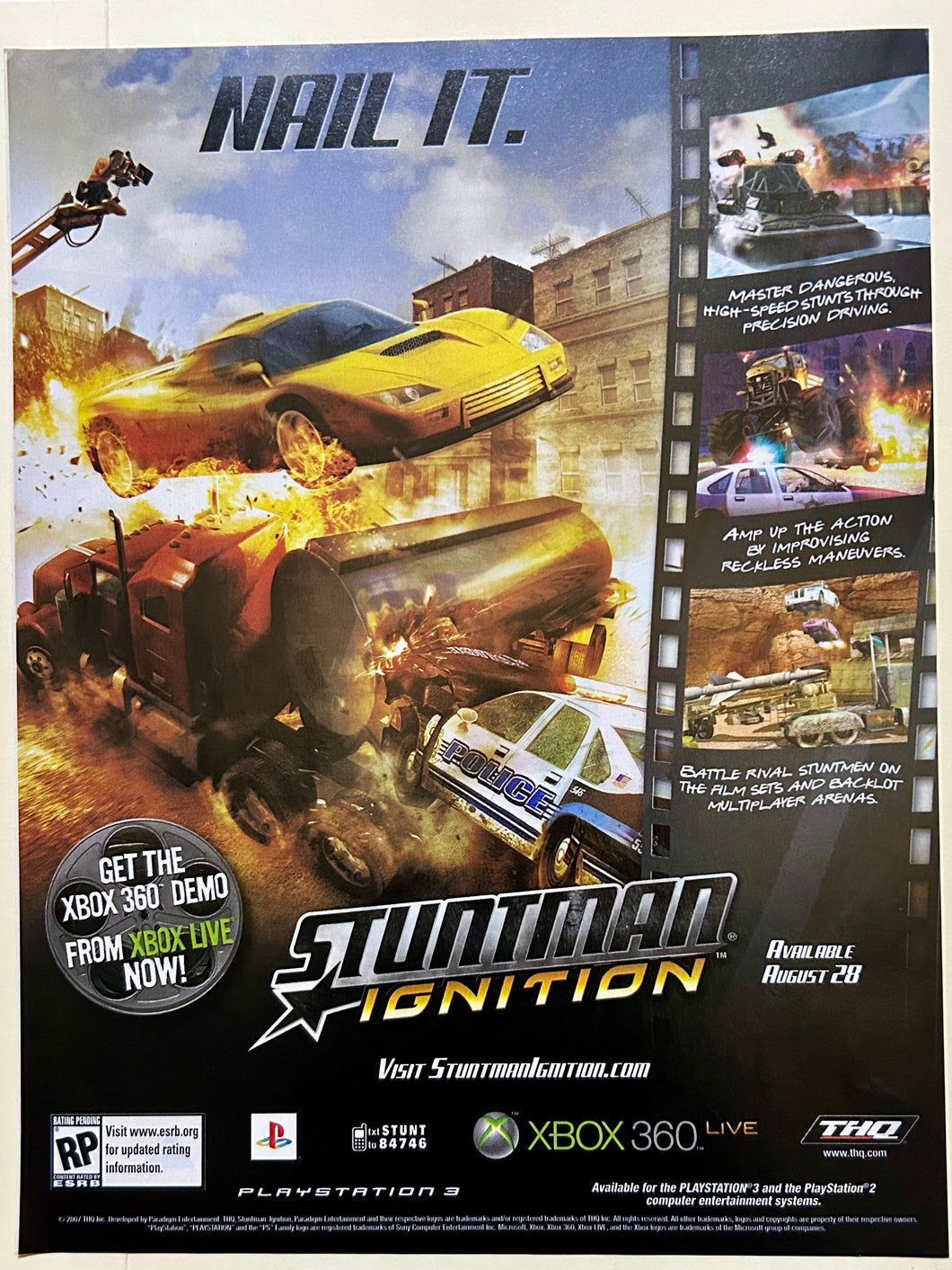 Stuntman Ignition - PS3 Xbox 360 - Original Vintage Advertisement - Print Ads - Laminated A4 Poster