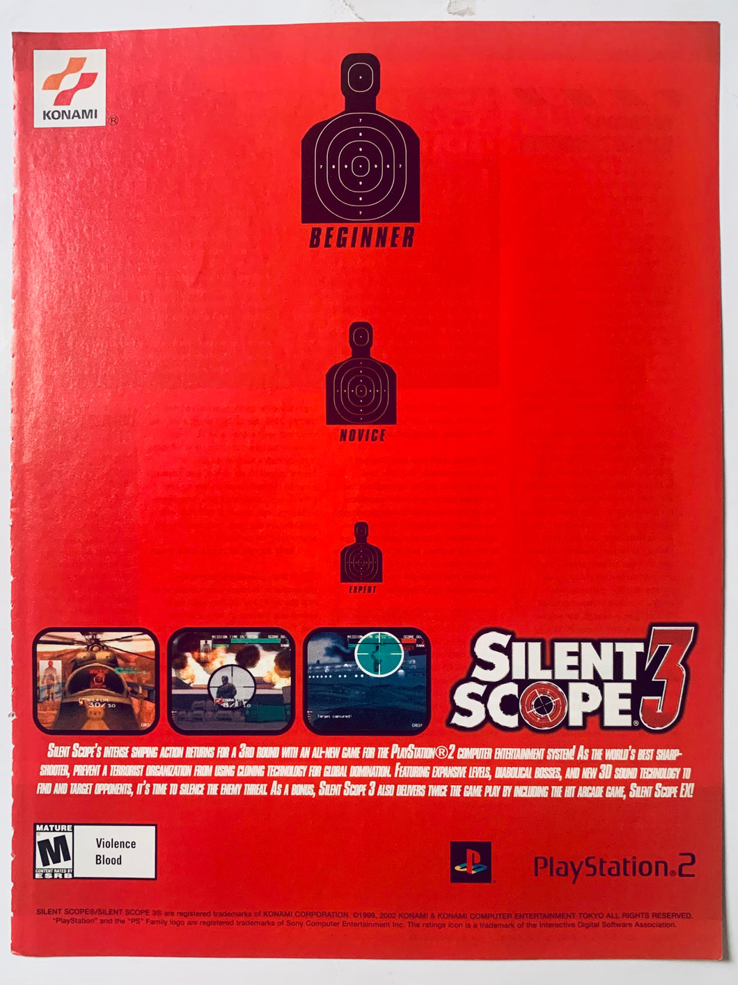 Silent Scope 3 - PS2 - Original Vintage Advertisement - Print Ads - Laminated A4 Poster