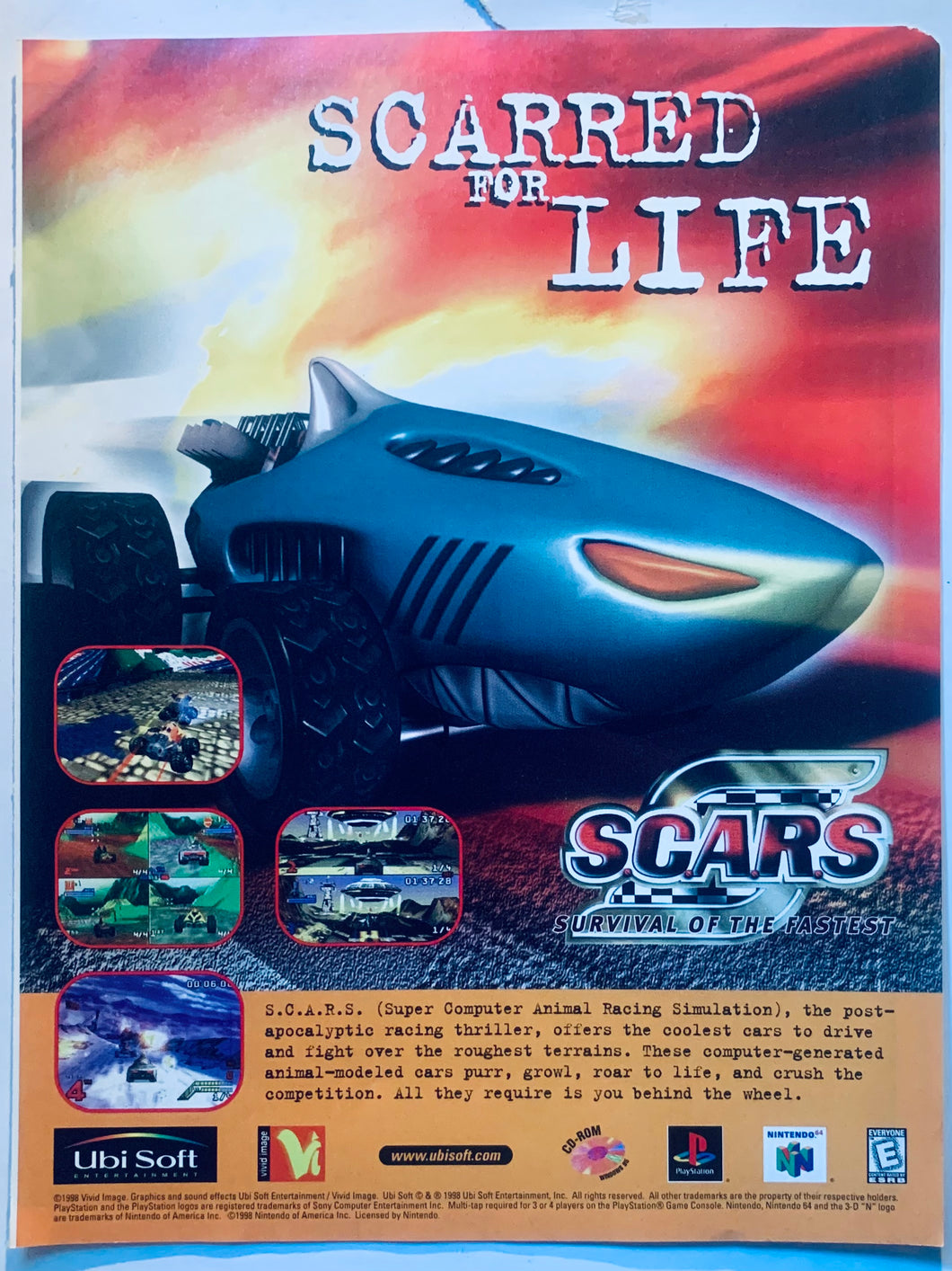S.C.A.R.S. - PlayStation N64 PC - Original Vintage Advertisement - Print Ads - Laminated A4 Poster