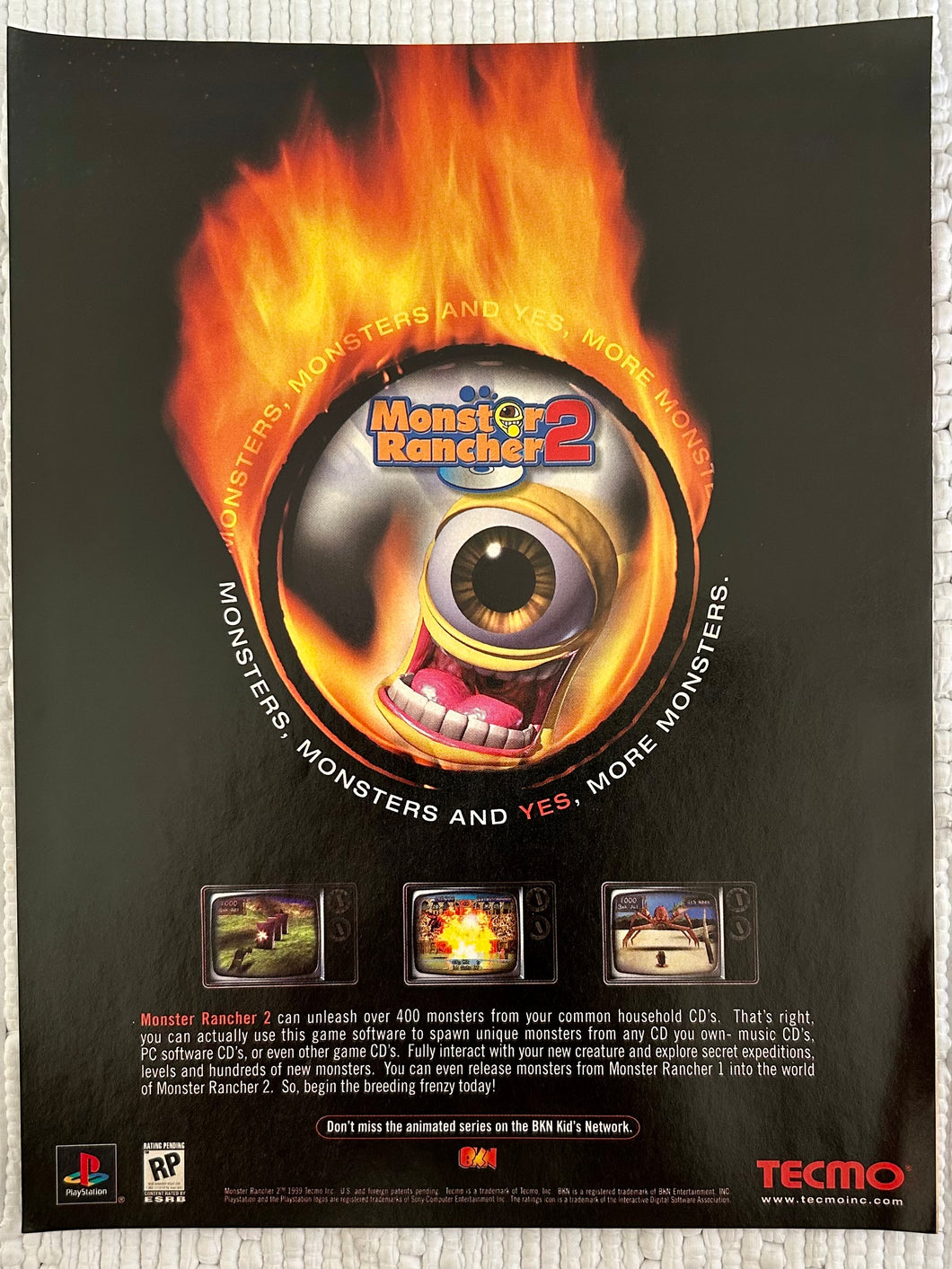 Monster Rancher 2 - PlayStation - Original Vintage Advertisement - Print Ads - Laminated A4 Poster