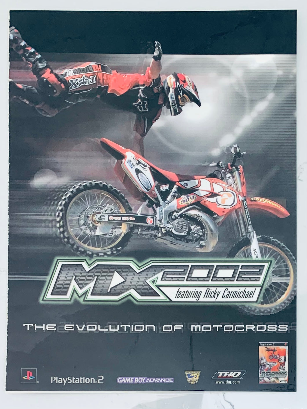 MX 2002: featuring Ricky Carmichael - PS2 GBA - Original Vintage Advertisement - Print Ads - Laminated A4 Poster