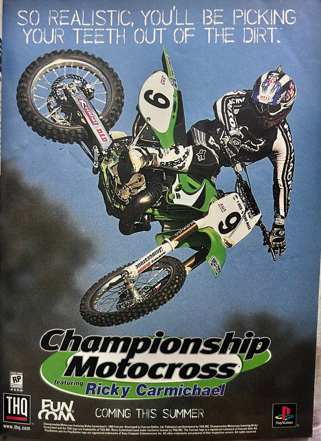 Championship Motocross Feat. Ricky Carmichael - PlayStation - Original Vintage Advertisement - Print Ads - Laminated A4 Poster