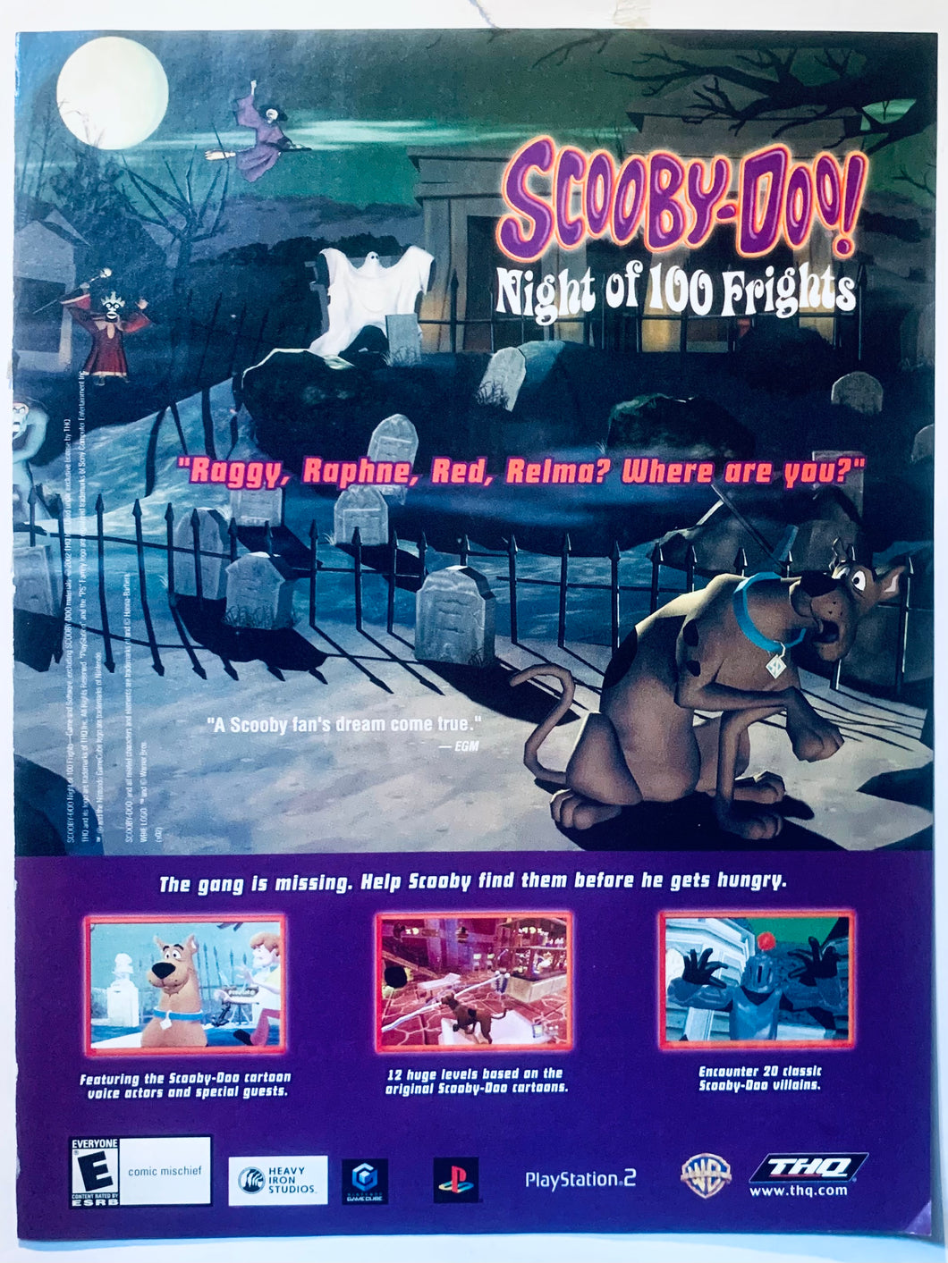 Scooby -Doo! Night of 100 Frights - PS2 NGC - Original Vintage Advertisement - Print Ads - Laminated A4 Poster