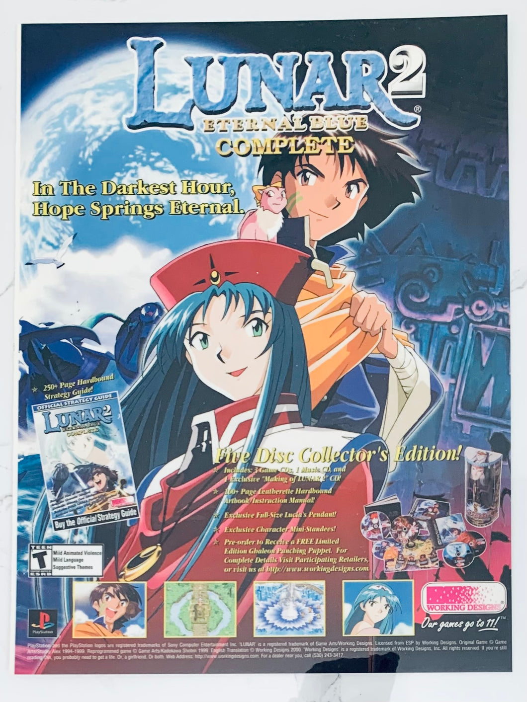 Lunar 2: Eternal Blue Complete - PlayStation - Original Vintage Advertisement - Print Ads - Laminated A4 Poster