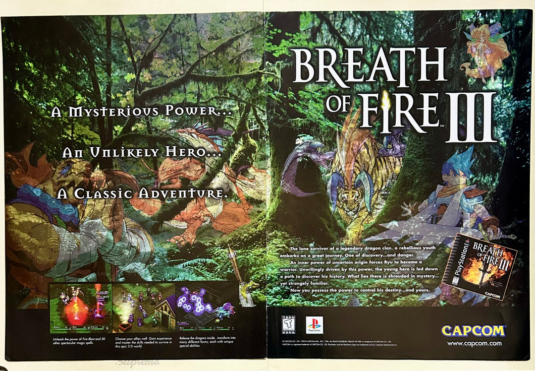 Breath of Fire III - PlayStation - Original Vintage Advertisement - Print Ads - Laminated A3 Poster