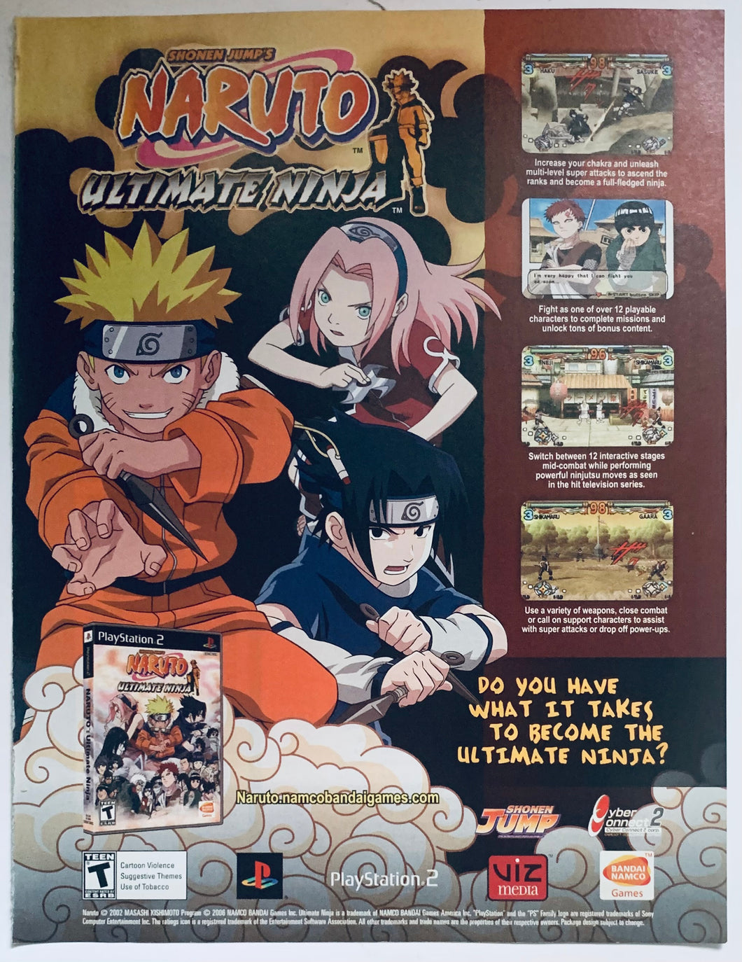 Naruto Ultimate Ninja - PS2 - Original Vintage Advertisement - Print Ads - Laminated A4 Poster