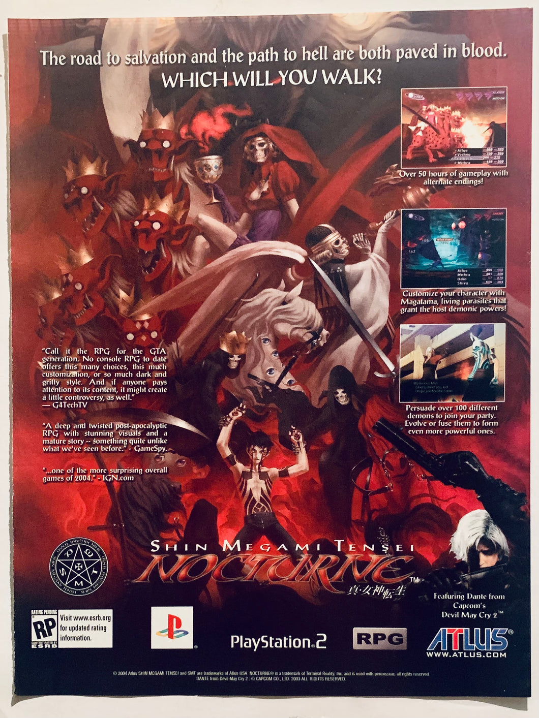 Shin Megami Tensei: Nocturne - PS2 - Original Vintage Advertisement - Print Ads - Laminated A4 Poster