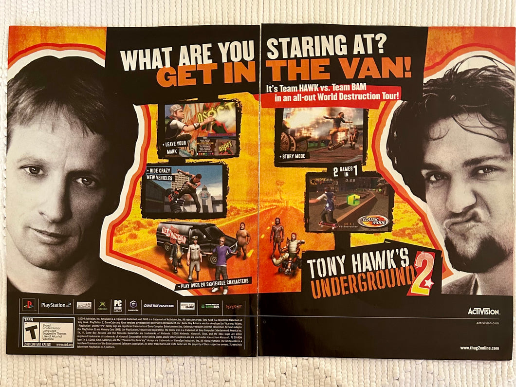 Tony Hawk’s Underground 2 - PS2 Xbox NGC GBA PC - Original Vintage Advertisement - Print Ads - Laminated A3 Poster