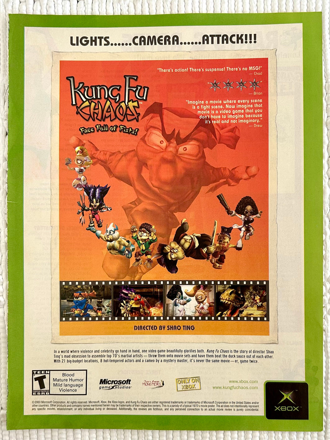 Kung Fu Chaos - Xbox - Original Vintage Advertisement - Print Ads - Laminated A4 Poster