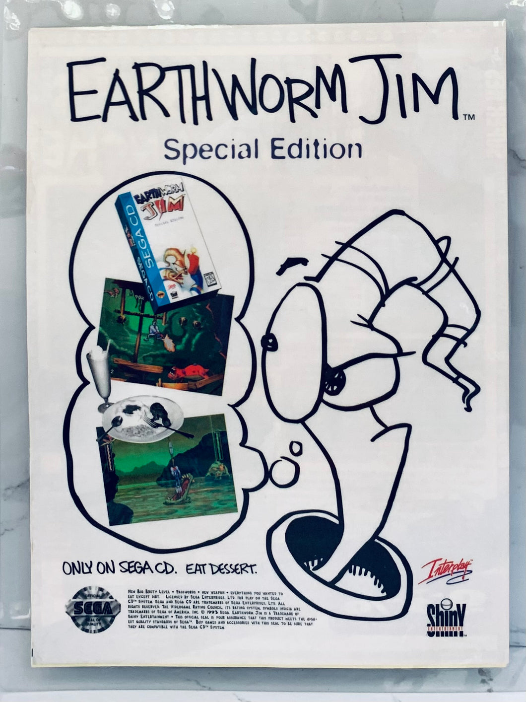 Earthworm Jim Special Edition - Sega CD - Original Vintage Advertisement - Print Ads - Laminated A4 Poster