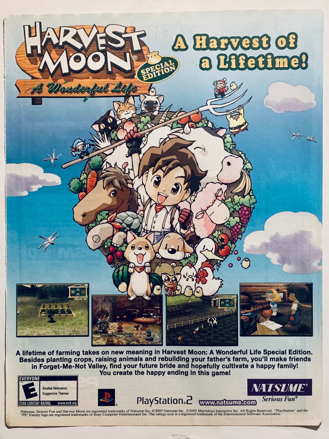 Harvest Moon: A Wonderful Life Special Edition - PS2 - Original Vintage Advertisement - Print Ads - Laminated A4 Poster