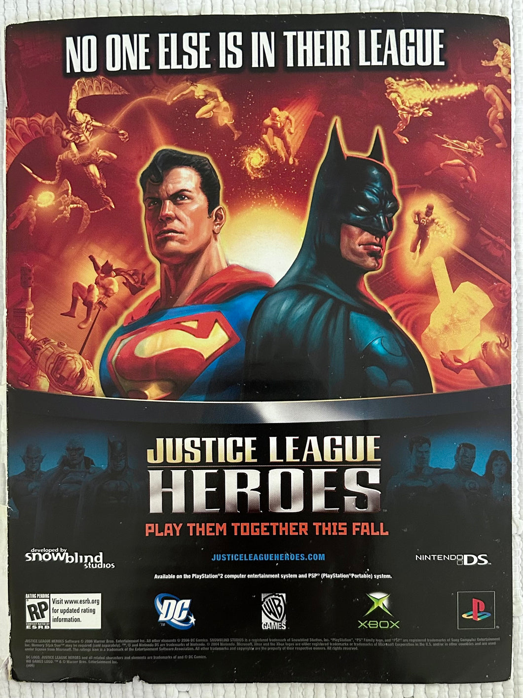 Justice League Heroes - PS2 Xbox NDS - Original Vintage Advertisement - Print Ads - Laminated A4 Poster