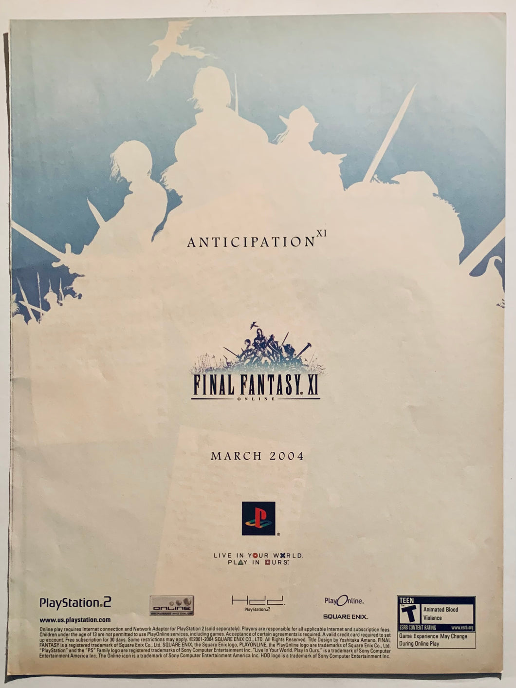 Final Fantasy XI - PS2 - Original Vintage Advertisement - Print Ads - Laminated A4 Poster