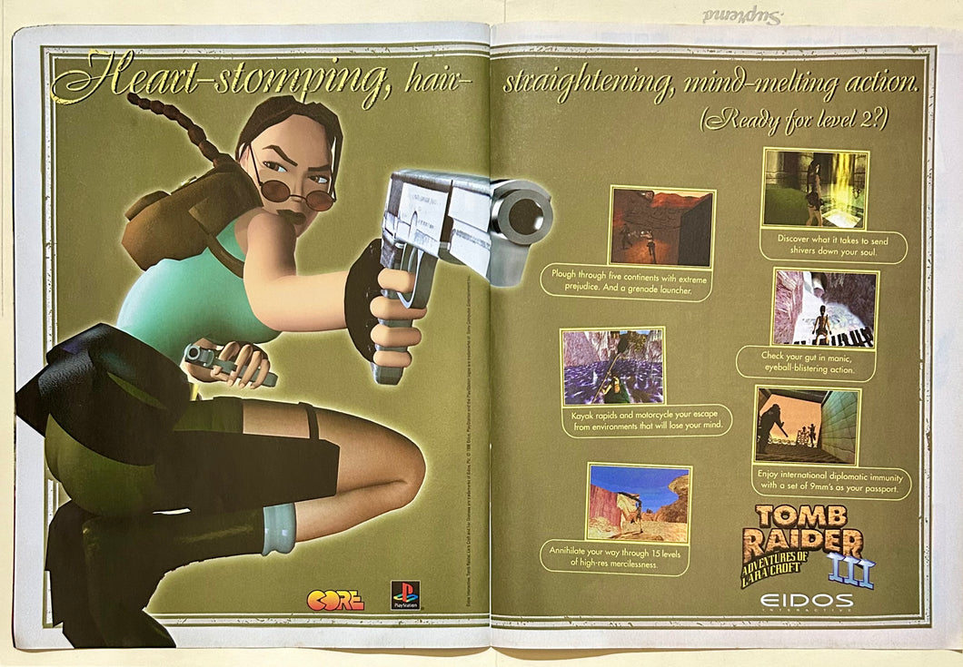 Tomb Raider III: Adventures of Lara Croft - PlayStation - Original Vintage Advertisement - Print Ads - Laminated A3 Poster