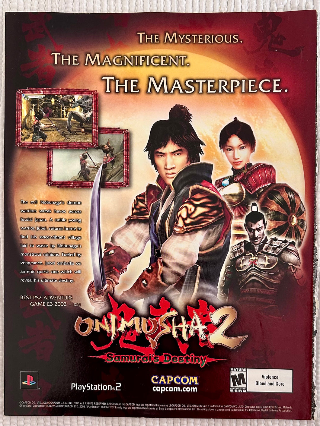 Onimusha 2: Samurai‘s Destiny - PS2 - Original Vintage Advertisement - Print Ads - Laminated A4 Poster