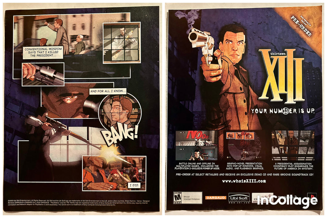 XIII - PS2 - Original Vintage Advertisement - Print Ads - Laminated A4 Poster