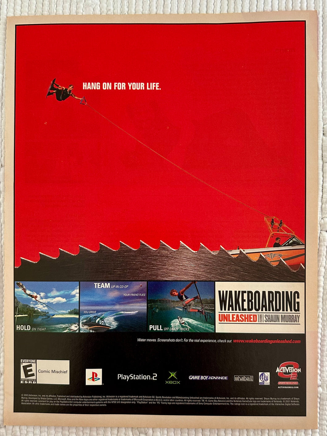 Wakeboarding Unleashed Featuring Shaun Murray - PS2 Xbox GBA - Original Vintage Advertisement - Print Ads - Laminated A4 Poster