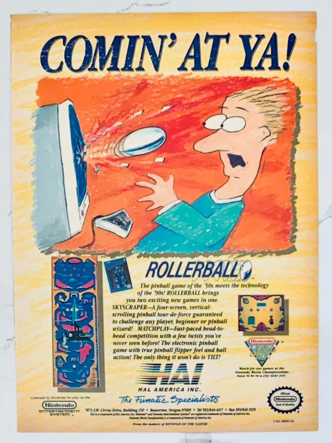 Rollerball - NES - Original Vintage Advertisement - Print Ads - Laminated A4 Poster