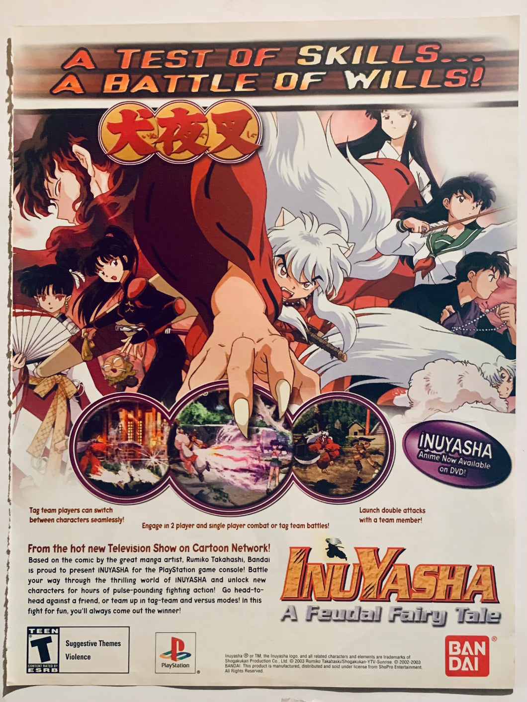 InuYasha: A Feudal Fairy Tale - PlayStation - Original Vintage Advertisement - Print Ads - Laminated A4 Poster