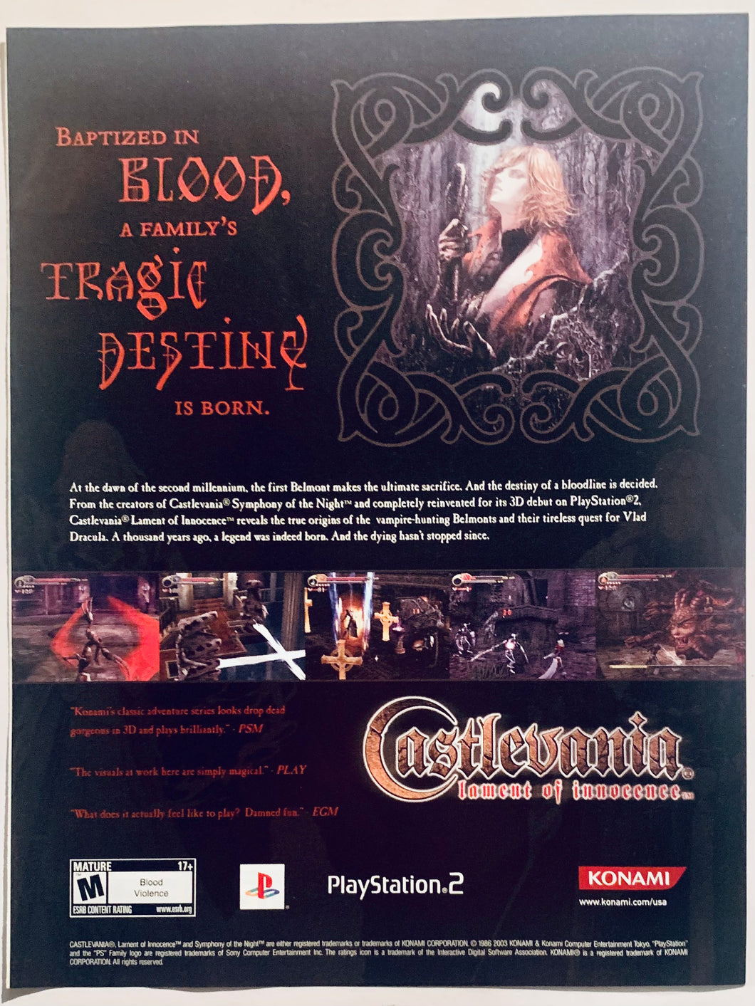 Castlevania: Lament of Innocence - PS2 - Original Vintage Advertisement - Print Ads - Laminated A4 Poster