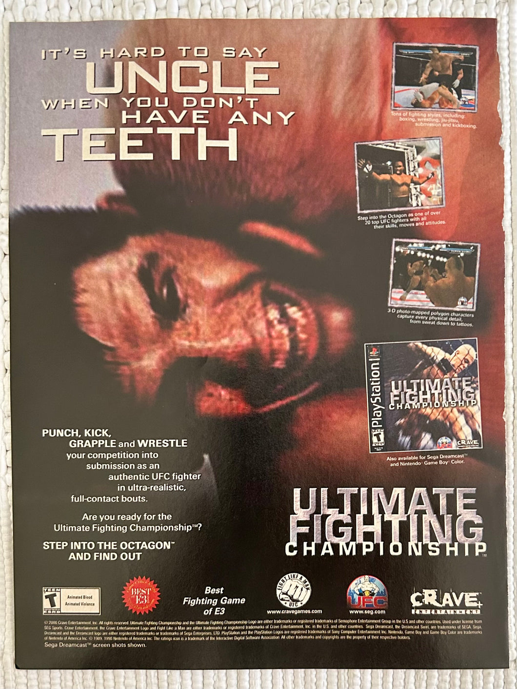 Ultimate Fighting Championship - PlayStation - Original Vintage Advertisement - Print Ads - Laminated A4 Poster