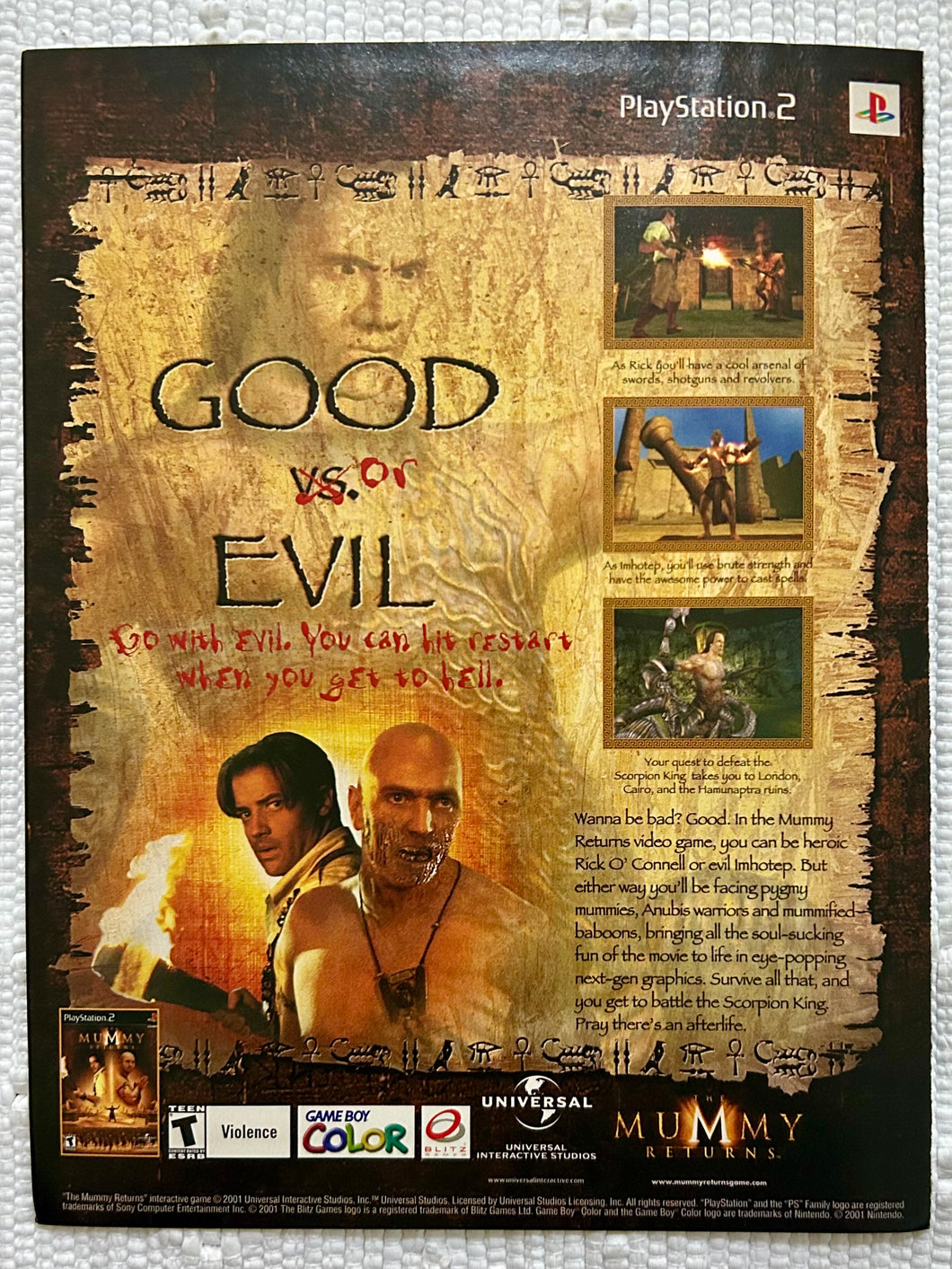 The Mummy Returns - PS2 GBC - Original Vintage Advertisement - Print Ads - Laminated A4 Poster