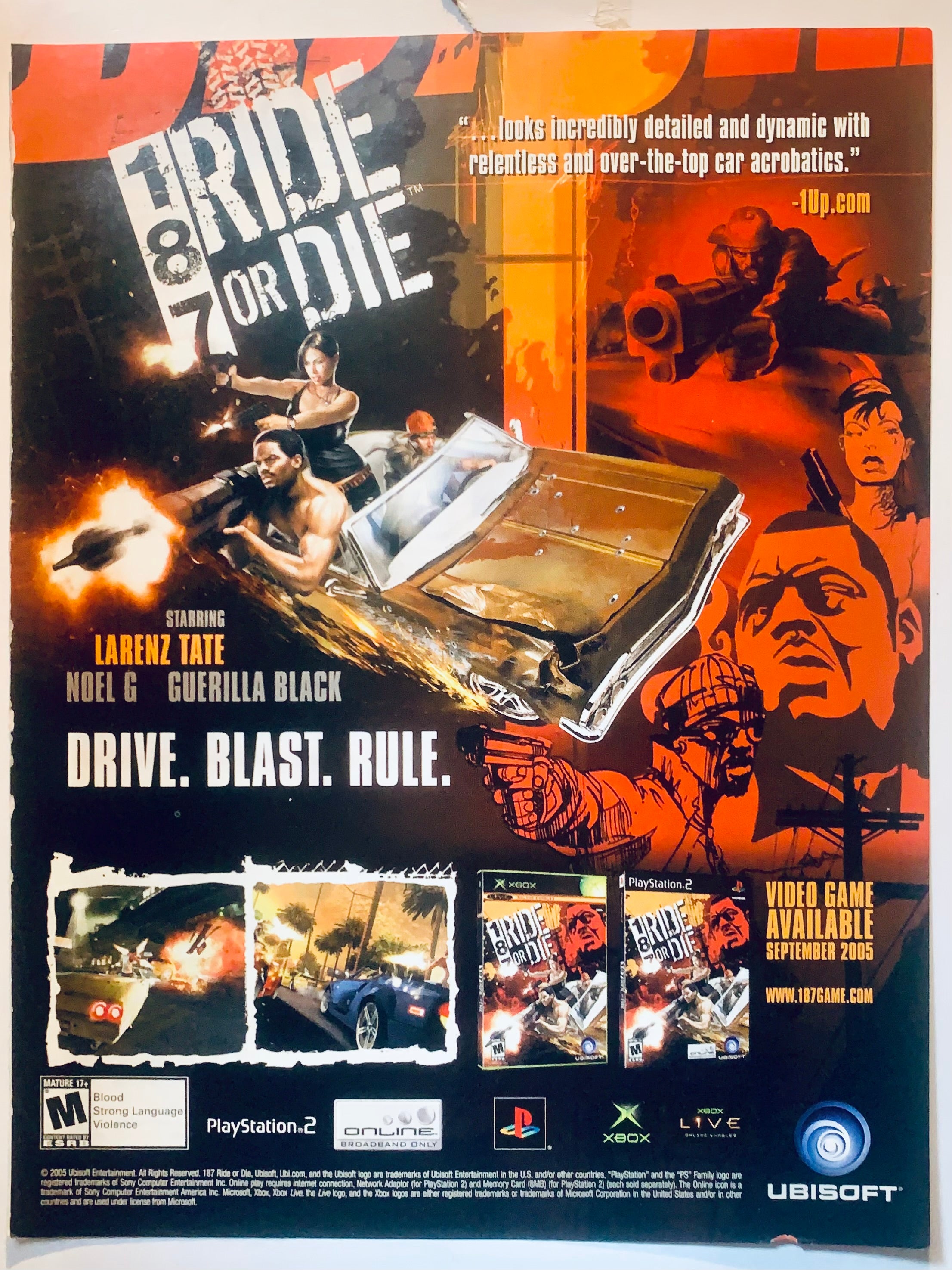 187 Ride or Die - PS2 Xbox - Original Vintage Advertisement - Print Ad ...