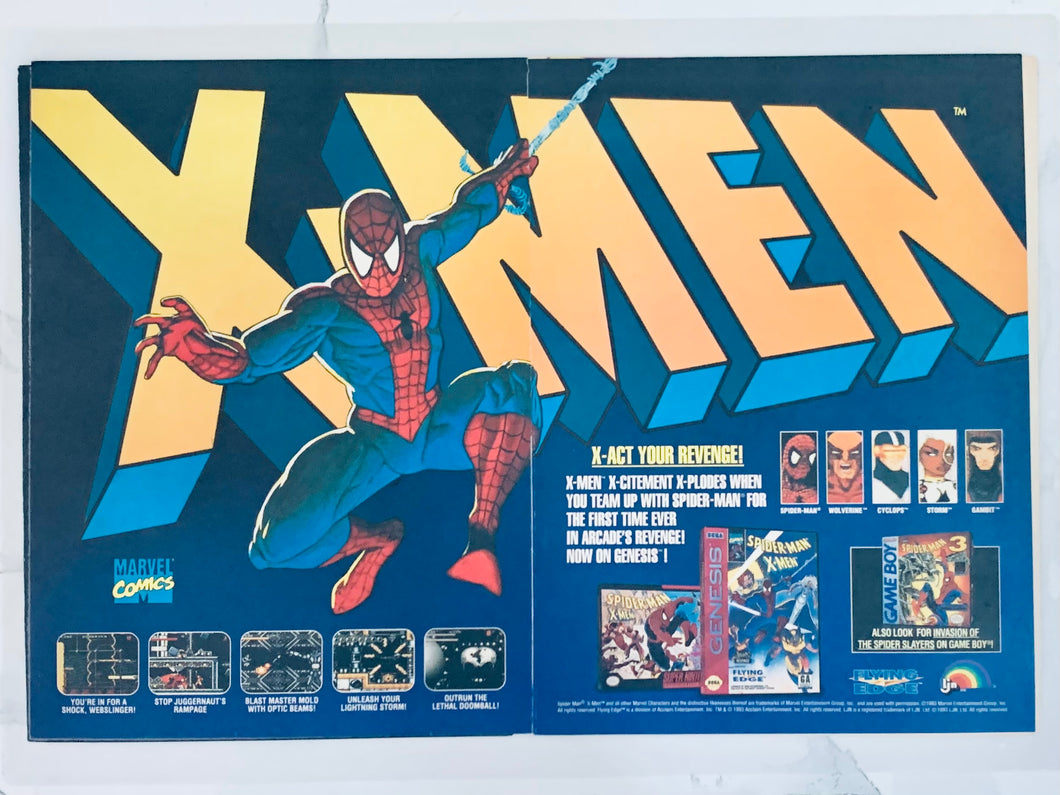 Spider-Man X-Men - SNES / Genesis - Original Vintage Advertisement - Print Ads - Laminated A3 Poster