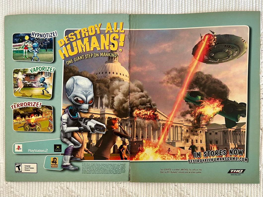 Destroy All Humans! - PS2 Xbox - Original Vintage Advertisement - Print Ads - Laminated A3 Poster