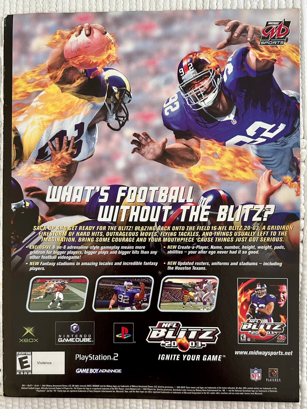 NFL Blitz 2003 - PS2 Xbox NGC GBA - Original Vintage Advertisement - Print Ads - Laminated A4 Poster