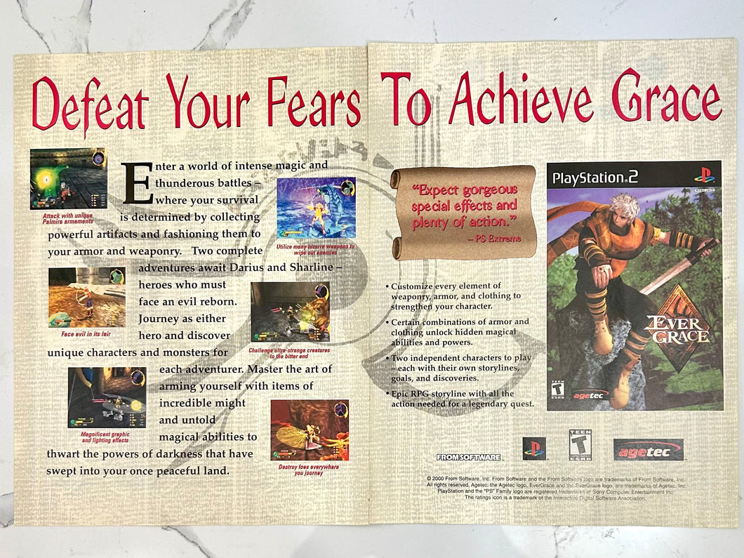 Ever Grace - PS2 - Original Vintage Advertisement - Print Ads - Laminated A3 Poster