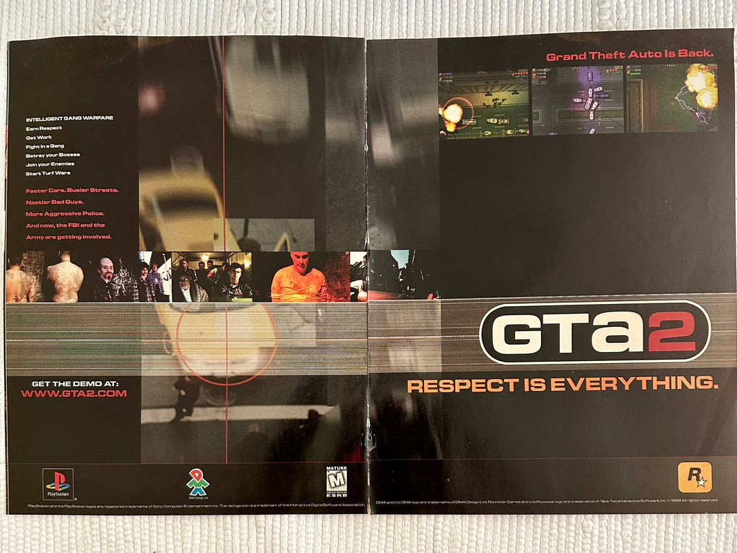 Grand Theft Auto 2 / GTA 2 - PlayStation - Original Vintage Advertisement - Print Ads - Laminated A3 Poster