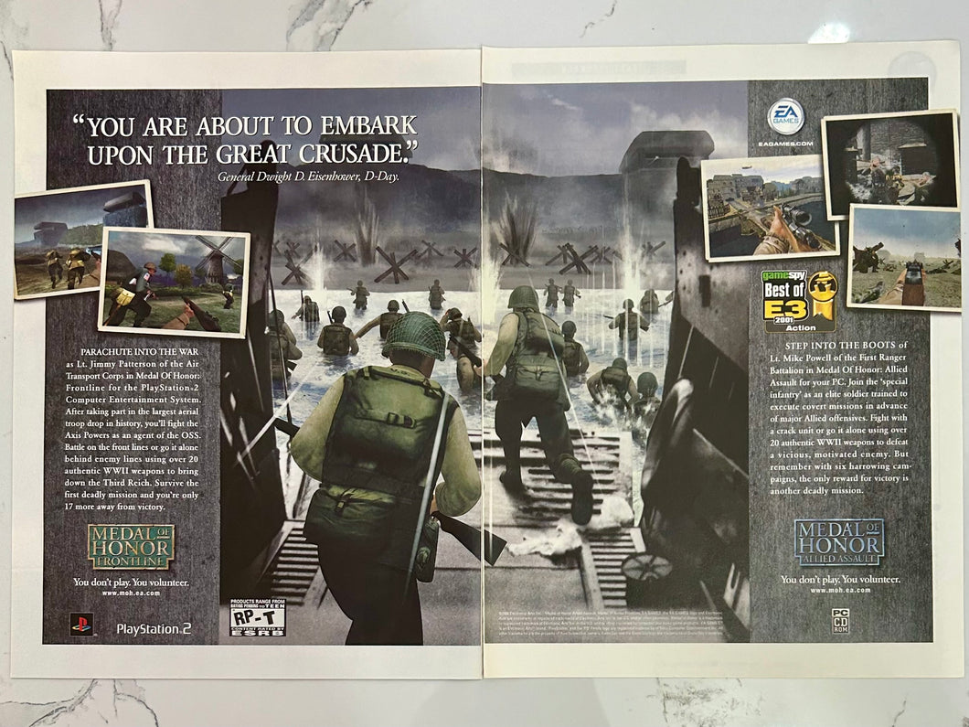 Medal of Honor: Frontline / Allied Assault - PS2 PC - Original Vintage Advertisement - Print Ads - Laminated A3 Poster