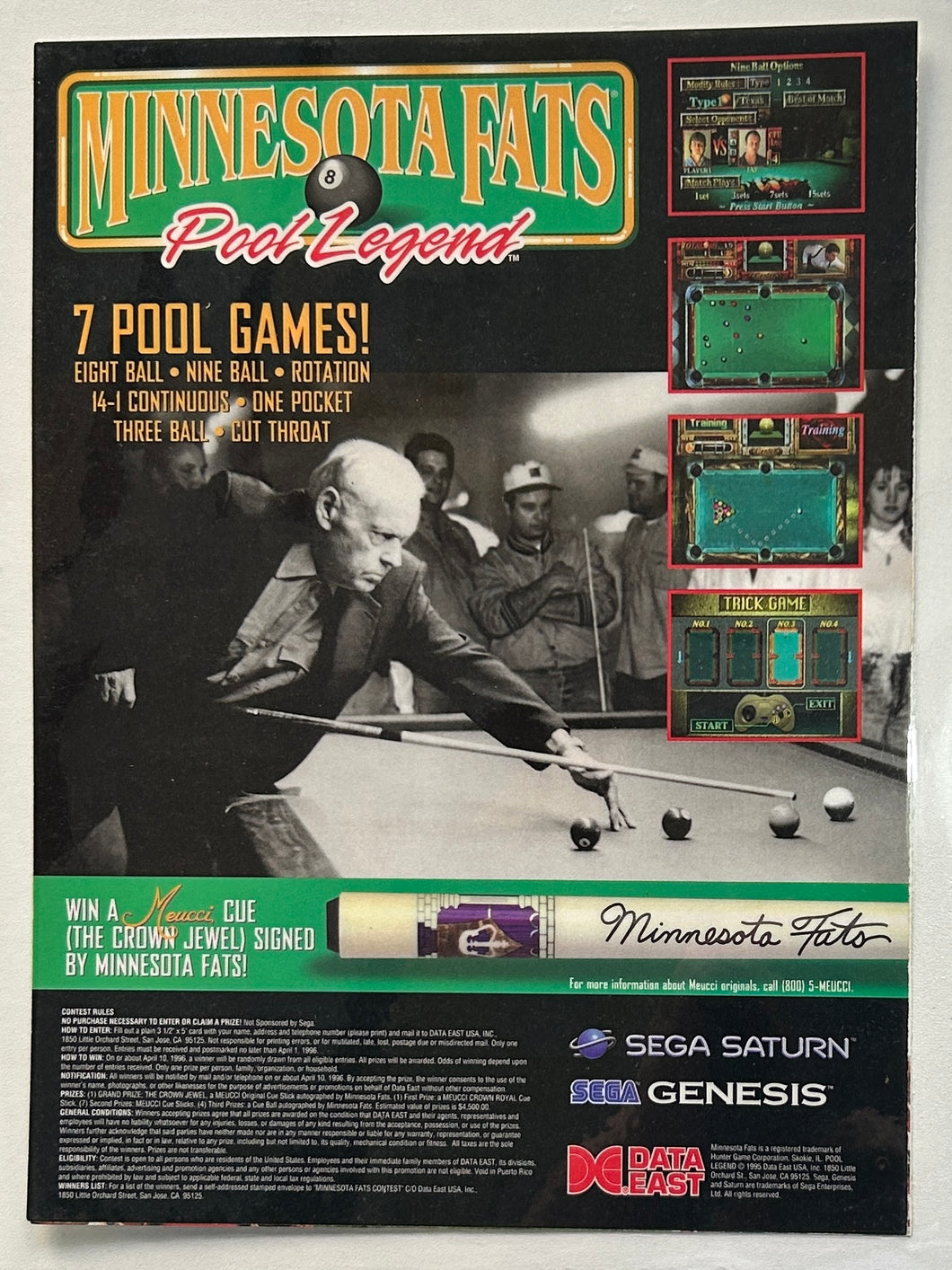 Minnesota Fats: Pool Legend - Sega Saturn - Print Ads - Laminated A4 Poster