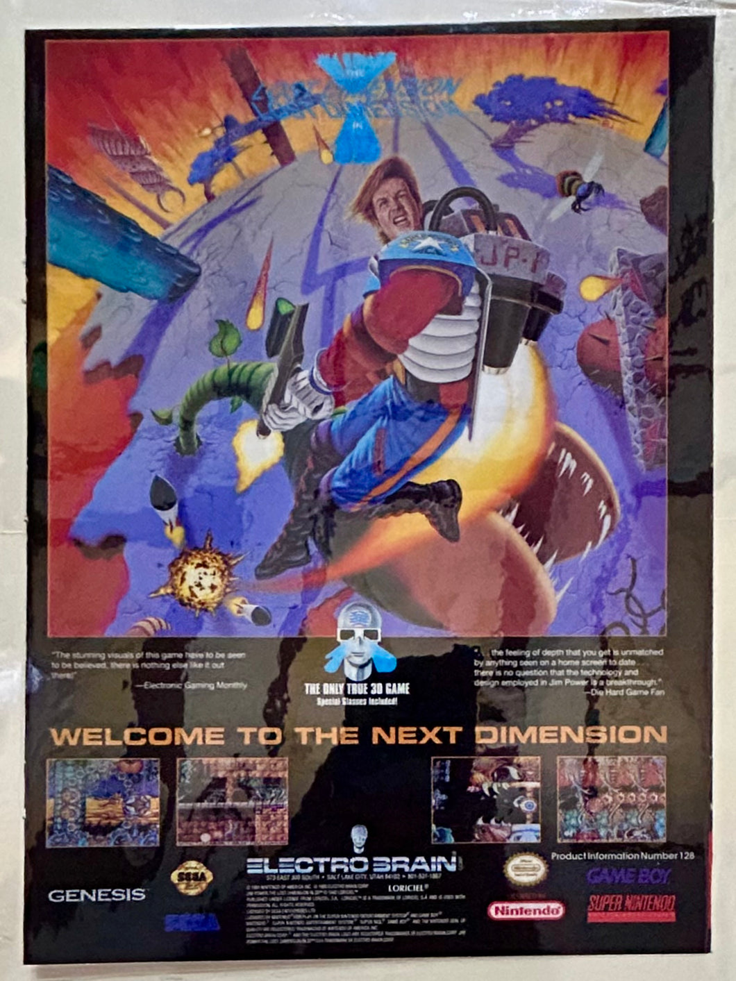 Jim Power: The Lost Dimension in 3-D - SNES GB Genesis - Original Vintage Advertisement - Print Ads - Laminated A4 Poster