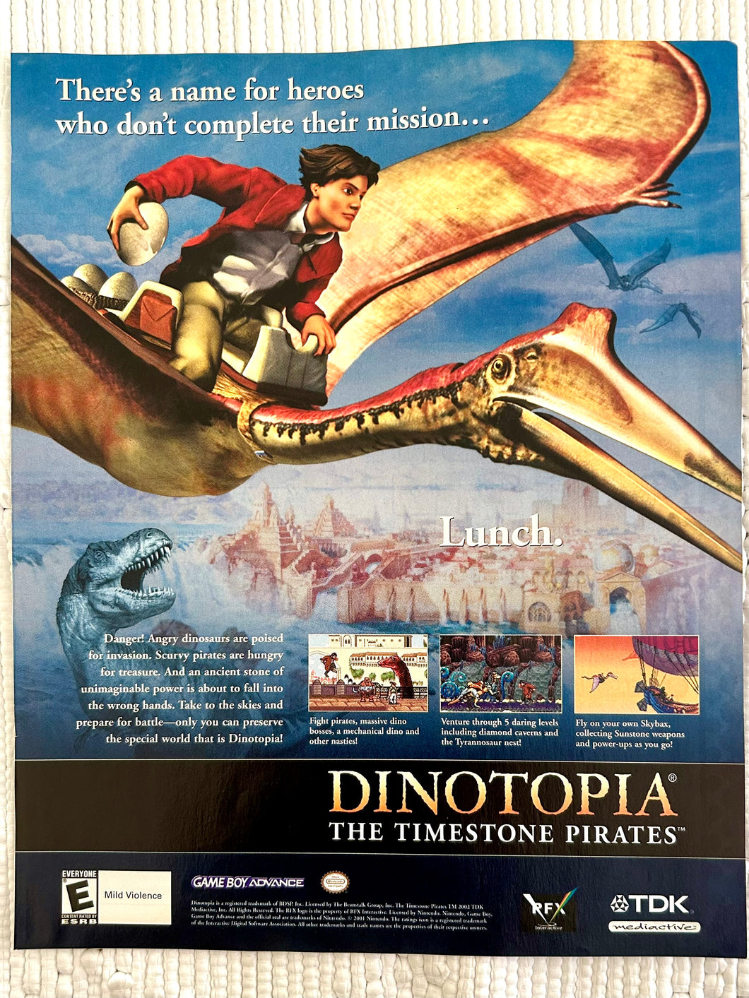 Dinotopia: The Timestone Pirates - GBA - Original Vintage Advertisement - Print Ads - Laminated A4 Poster