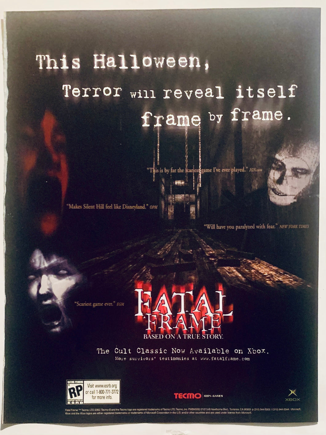 Fatal Frame - Xbox - Original Vintage Advertisement - Print Ads - Laminated A4 Poster