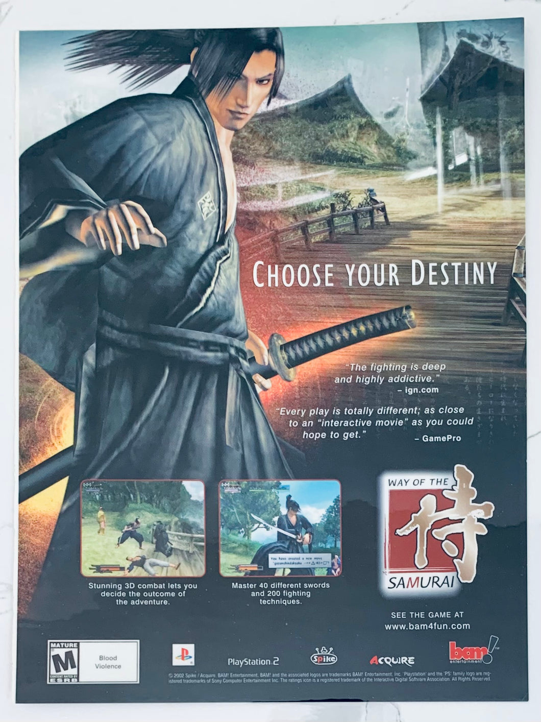 Way of the Samurai - PS2 - Original Vintage Advertisement - Print Ads - Laminated A4 Poster