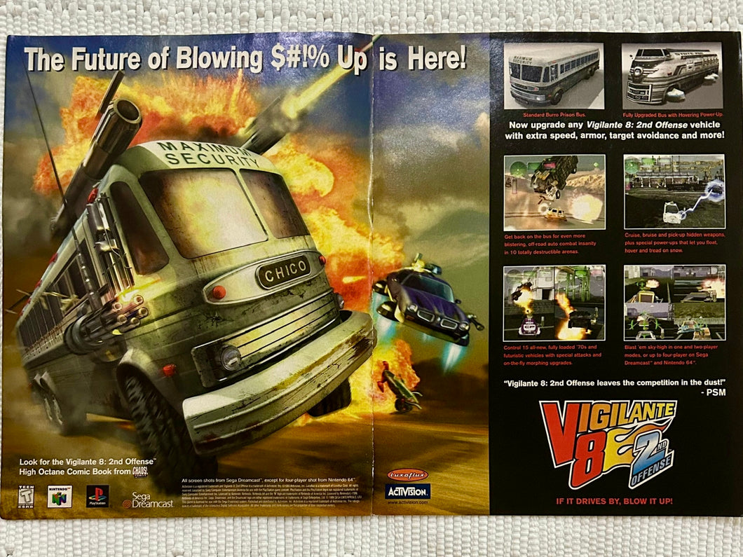 Vigilante 8 2nd Offence - Dreamcast PlayStation N64 - Original Vintage Advertisement - Print Ads - Laminated A3 Poster