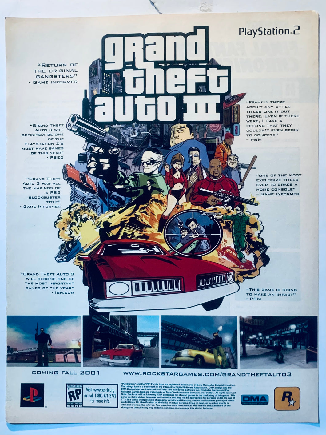 Grand Theft Auto III - PS2 - Original Vintage Advertisement - Print Ads - Laminated A4 Poster