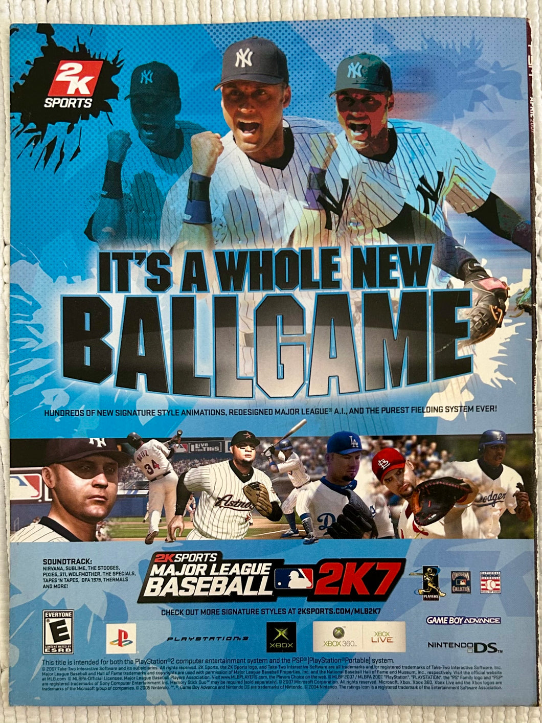Major League Baseball 2K7 - PS2 PS3 GBA Xbox 350 NDS PSP - Original Vintage Advertisement - Print Ads - Laminated A4 Poster