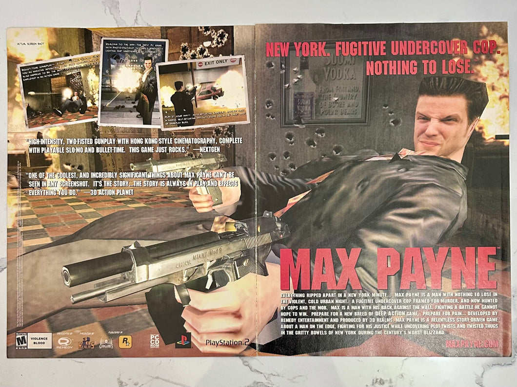 Max Payne - PS2 PC - Original Vintage Advertisement - Print Ads - Laminated A3 Poster