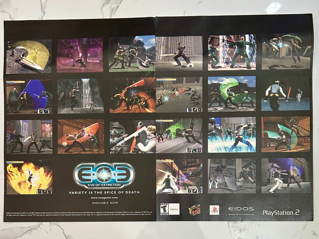 E.O.E.: Eve of Extinction - PS2 - Original Vintage Advertisement - Print Ads - Laminated A3 Poster