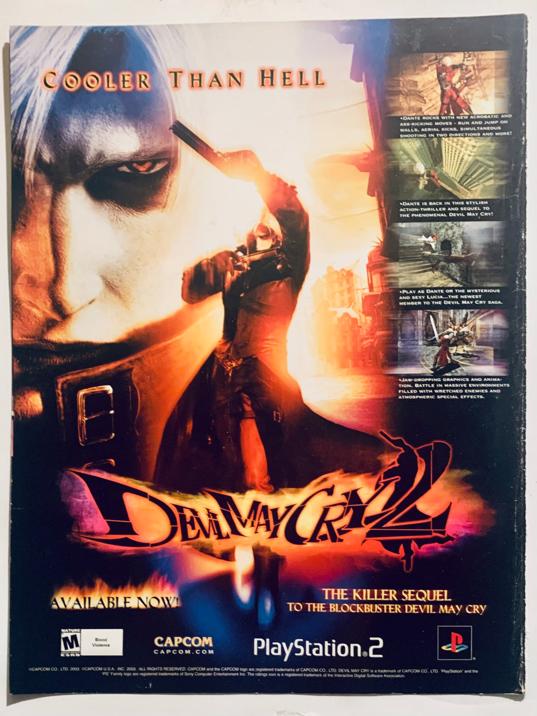 Devil May Cry 2 - PS2 - Original Vintage Advertisement - Print Ads - Laminated A4 Poster