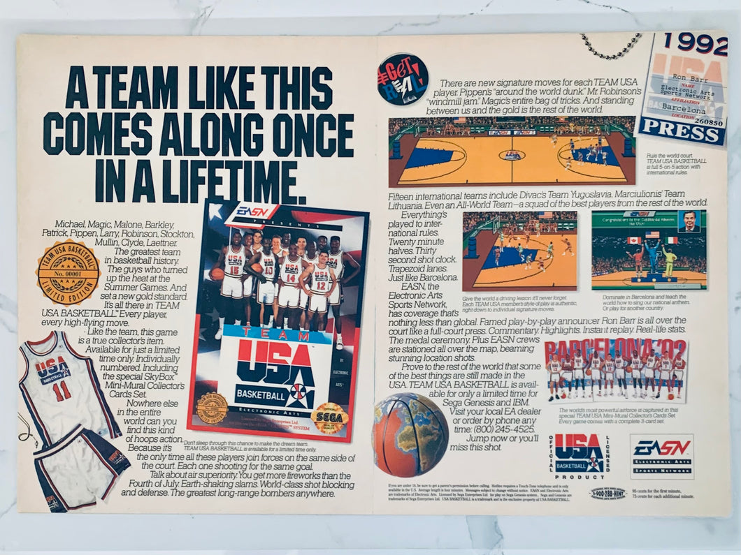 Team USA Basketball - Genesis - Original Vintage Advertisement - Print Ads - Laminated A3 Poster