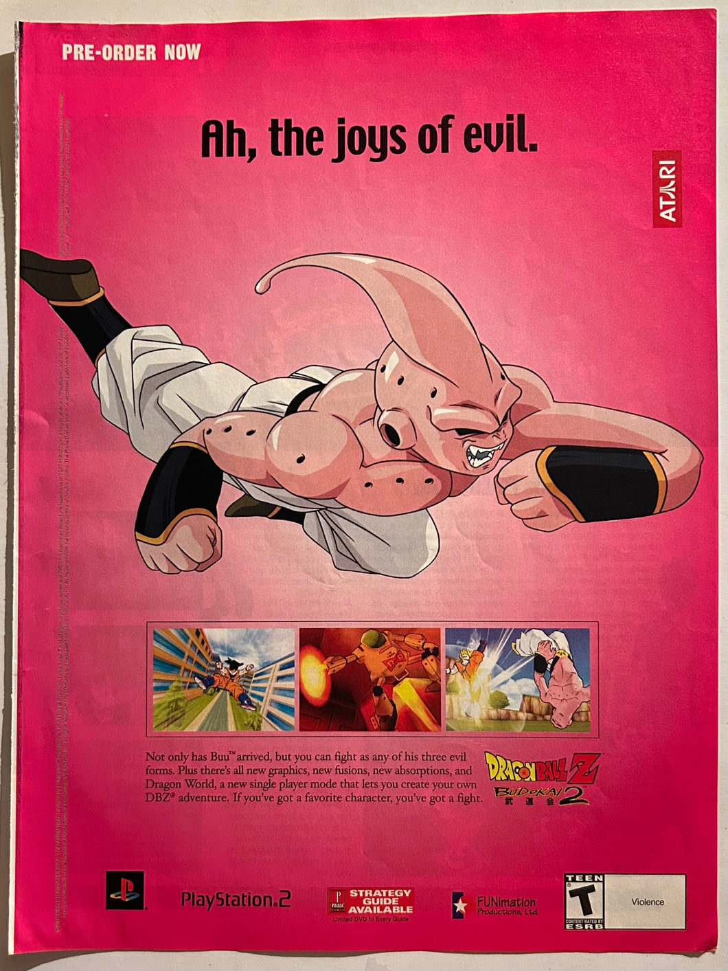 Dragon Ball Z: Budokai 2 - PS2 - Original Vintage Advertisement - Print Ads - Laminated A4 Poster