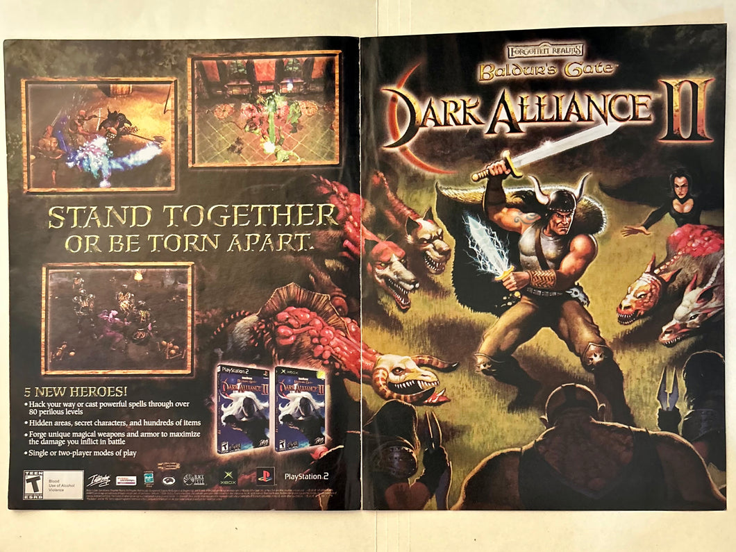 Baldur’s Gate: Dark Alliance II - PS2 Xbox - Original Vintage Advertisement - Print Ads - Laminated A3 Poster