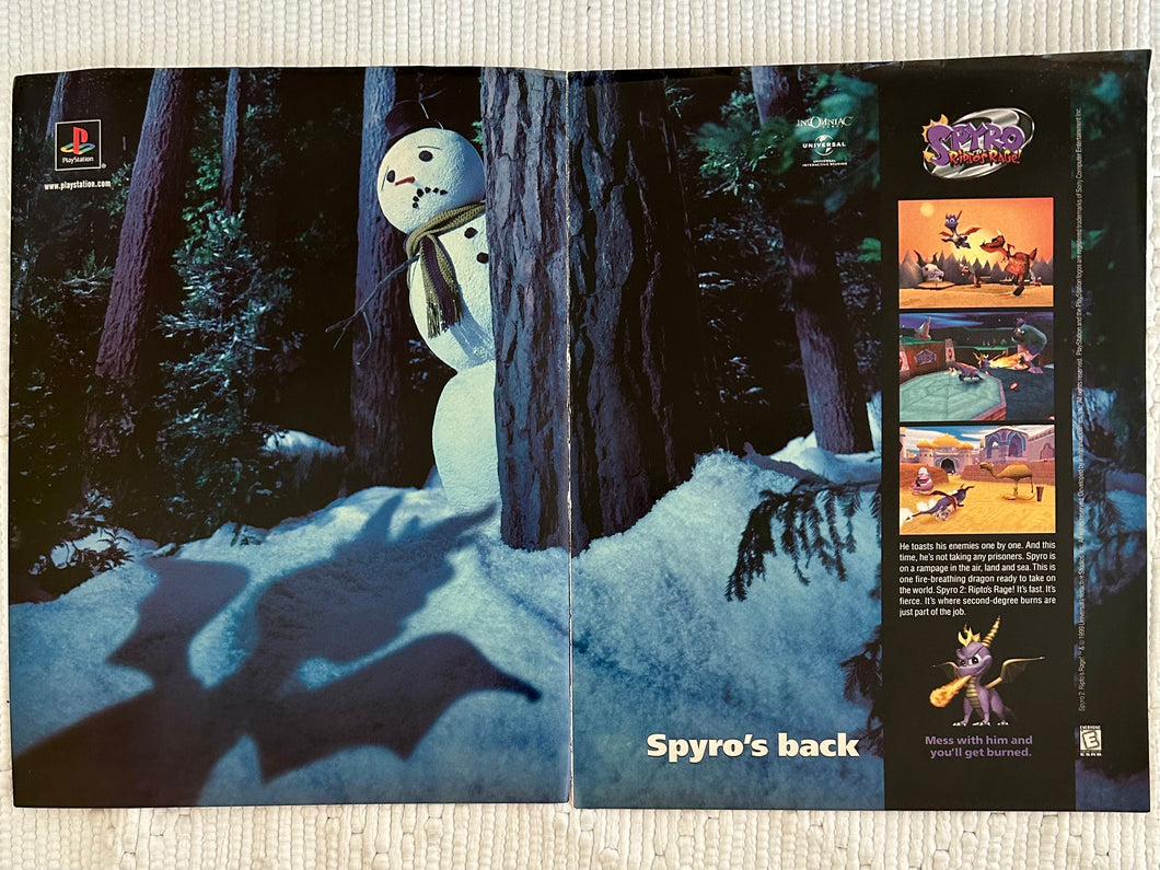 Spyro 2: Ripto's Rage! - PlayStation - Original Vintage Advertisement - Print Ads - Laminated A3 Poster